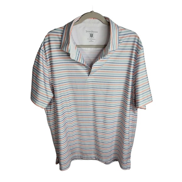 Hickey Freeman Short‎ Sleeve Striped Golf Polo Shirt Men's XL - Picture 1 of 9
